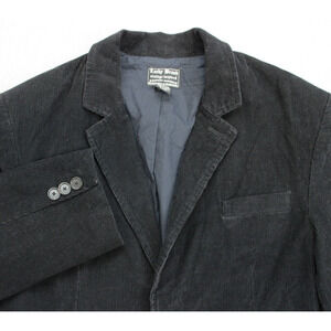 Lucky Brand Blazer Mens Large Black Corduroy 2 Button 100% Cotton